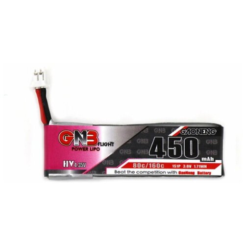 Аккумулятор Gaoneng GNB Lipo HV 1S1P 3,8 V 450 mAh 80C Lipo разъем PH2.0 для FPV gaoneng gnb 450mah 2s 7 6 v 3s 11 4 v 4s 15 2 v hv 80c 160c длинный тип lipo батарея для fpv дрона rc вертолета квадрокоптера запчасти