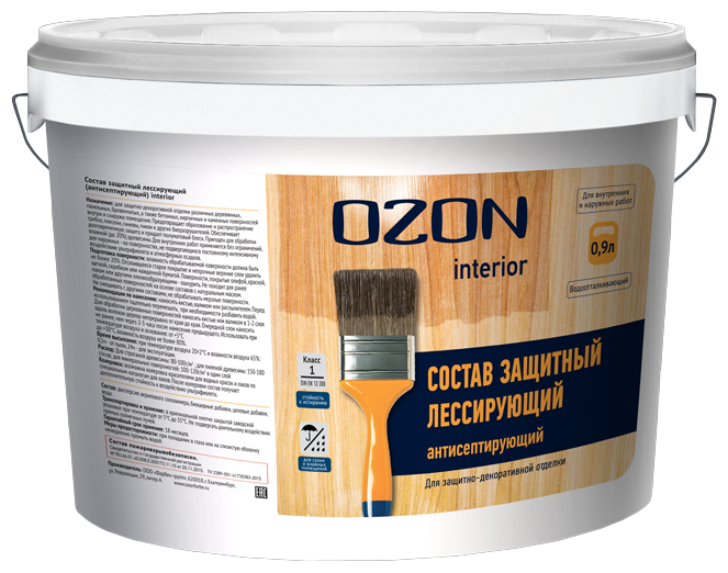 Лаки OZON Антисептический защитный лессирующий лак для дерева OZON ЛА-9,0 9л обычная