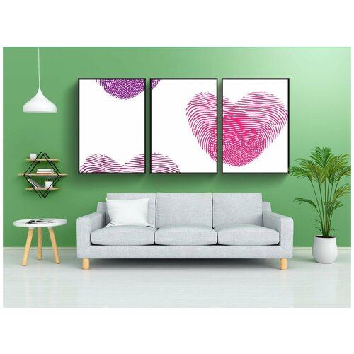 фото Набор модулных постеров для интерьера "сердце, любовь, сердца" 60x90 см. в тубусе, без рамки lotsprints