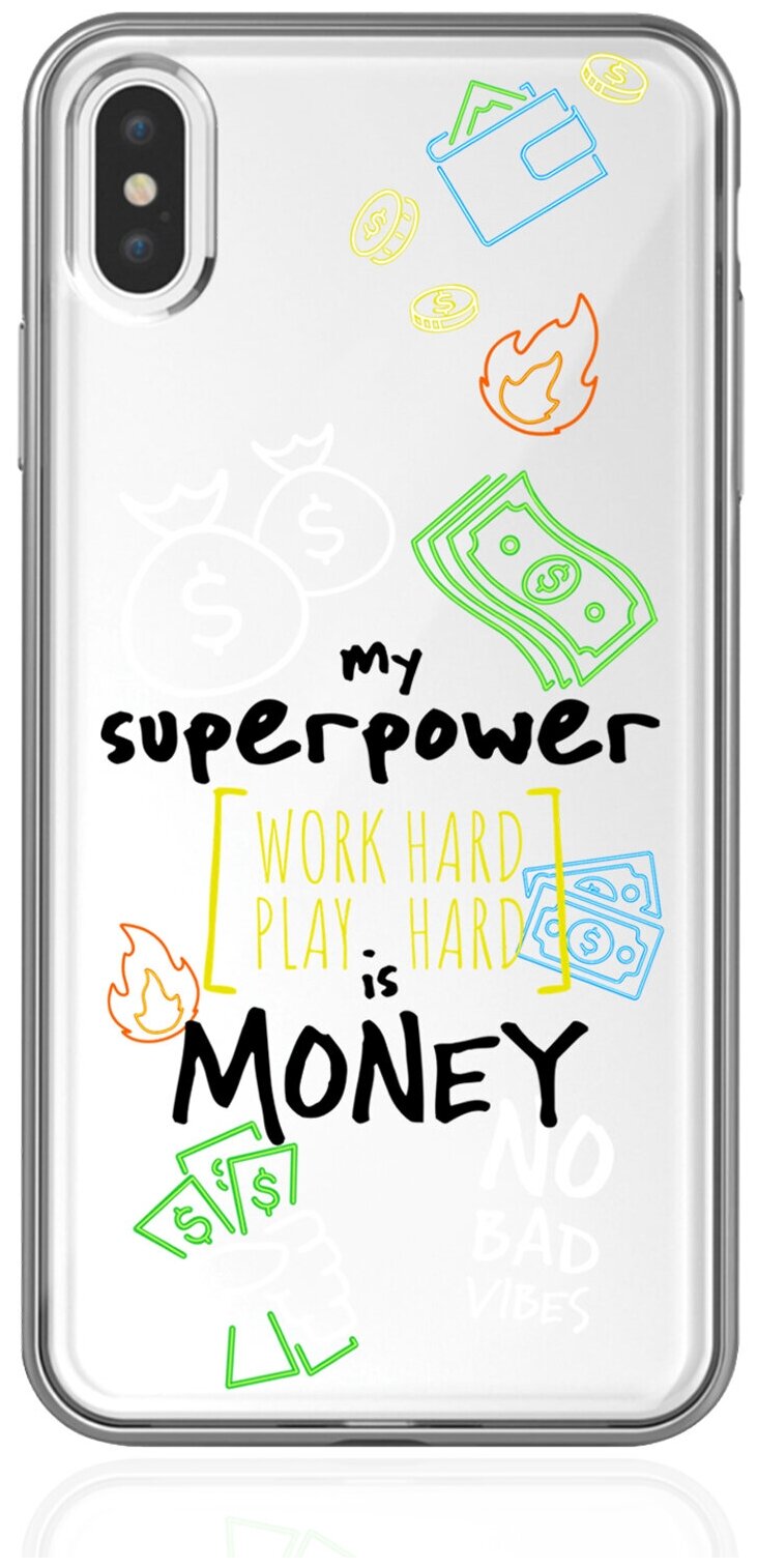 Прозрачный силиконовый чехол MustHaveCase для iPhone XsMax My Superpower is Money для Айфон 10С Макс Противоударный