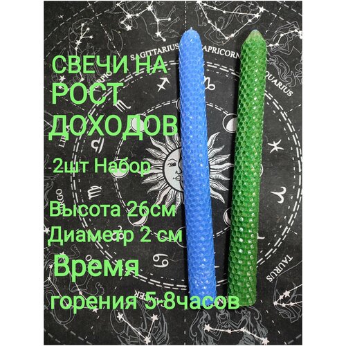 Свечи восковые эзотерические , программные, магические из вощины с травами для денежных ритуалов и практик. Набор свечей на рост доходов