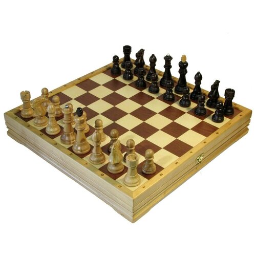 Набор шахматы+шашки стандартные деревянные 43х43 см (высота короля 4,0 дюйма)