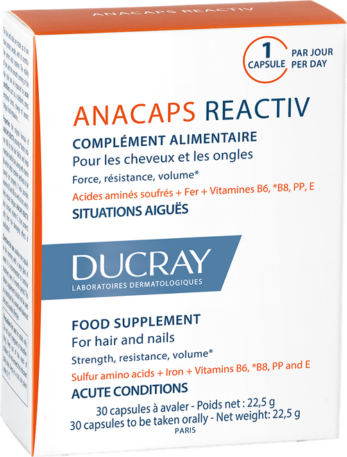 Ducray Аnacaps Реактив для волос и кожи головы капсулы массой 22,5 г 30 шт