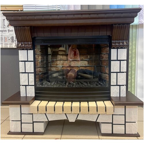 Каминокомплект Inter Flame Экстер (Темный Дуб) с очагом Panoramic IF-EF25-30 FX