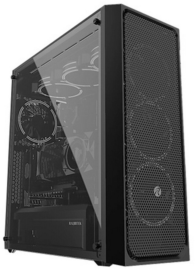 AGOS MS (mesh at front; 120x120x25 black fan at rear; Tempered glass appearance design; Support up to E-ATX; Compatible with ATX PSU; 4mm Tempered Gla