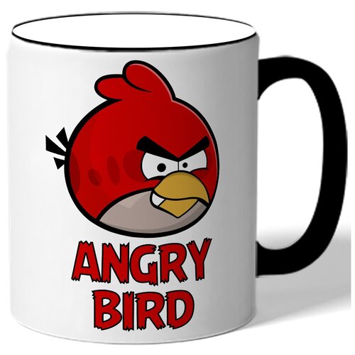 фото Кружка с цветной ручкой парная в подарок влюбленным angry bird - красная злая птичка drabs