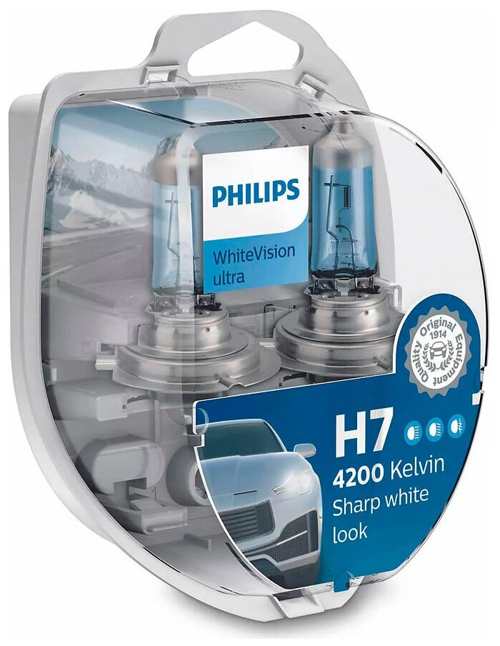 Лампы автомобильные PHILIPS White Vision Ultra H7 12V PHILIPS-12972WVUSM
