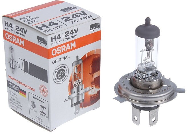 Osram Лампа автомобильная Osram, H4 P43t, 24 В, 75/70 Вт