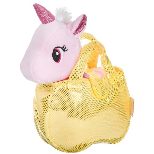 фото Мягкая игрушка bondibon крылатый единорог в золотистой сумке, ошейник, поводок, розовый