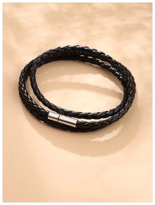 Плетеный браслет, размер 60 см, размер M, диаметр 5.5 см, черный