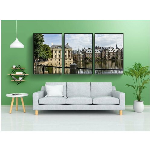фото Набор модулных постеров для интерьера "гаага, пруд, архитектура" 60x90 см. в тубусе, без рамки lotsprints