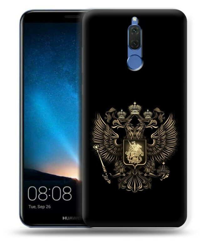 Дизайнерский силиконовый чехол для Хуавей Нова 2i/Мате 10 Лайт / Huawei Nova 2i герб России золотой