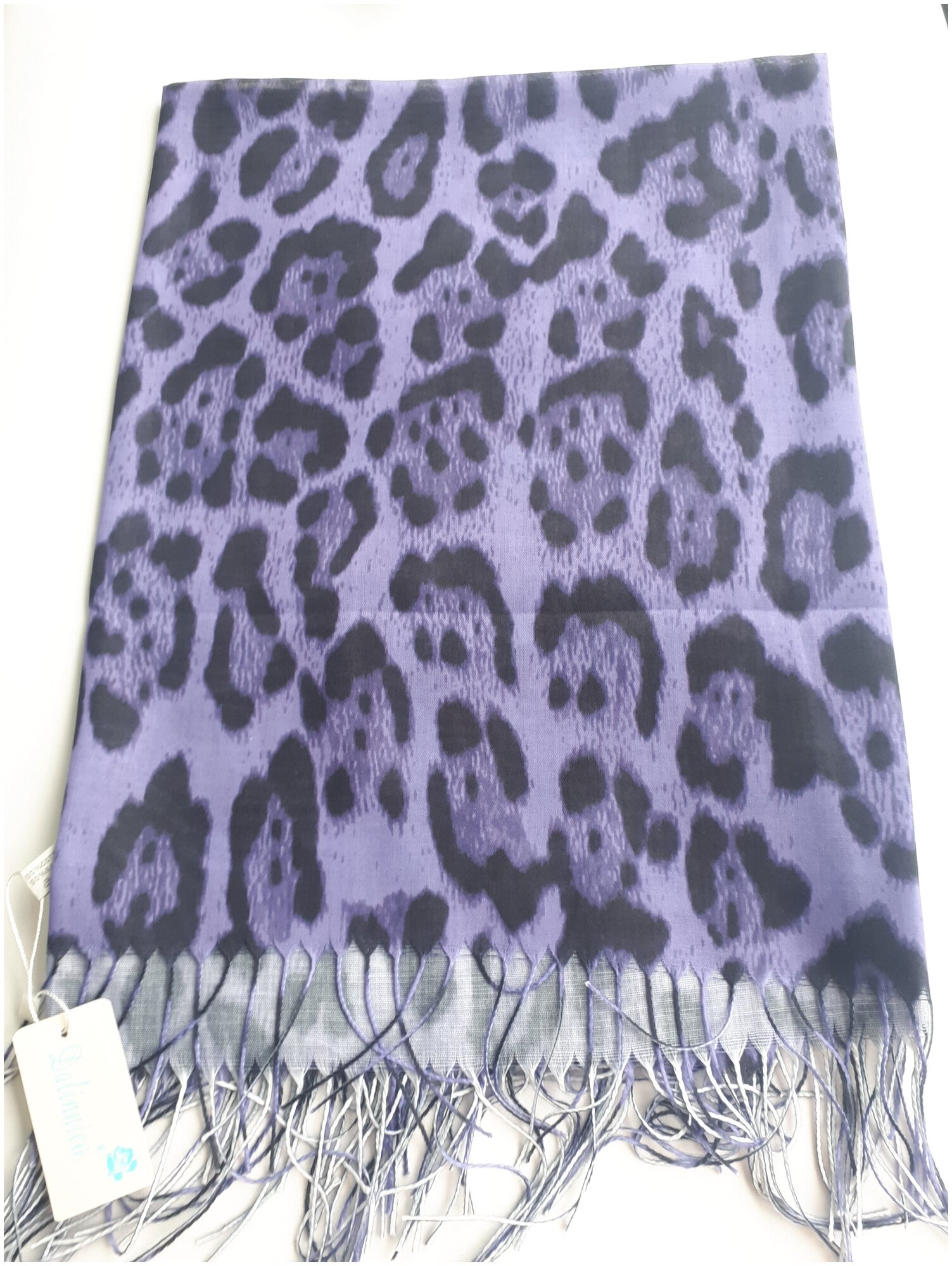 Платок тигровый фиолетовый,весна,длина 105см,ширина 100 см,50%хлопок,50%бамбук 