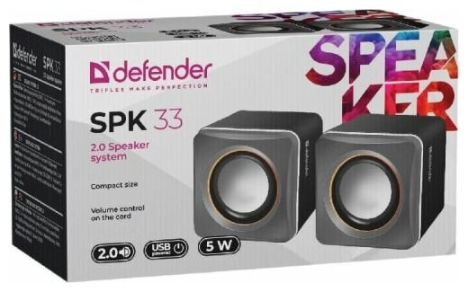 Колонки Defender SPK 33 20 черный/оранжевый 5 Вт портативные