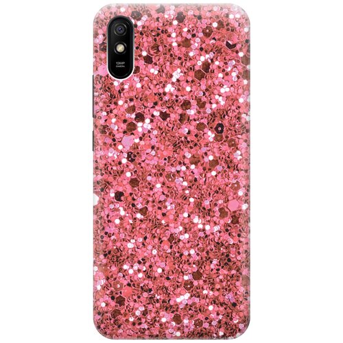 фото Силиконовый чехол на xiaomi redmi 9a / сяоми редми 9а с эффектом блеска "розовые пайетки gosso