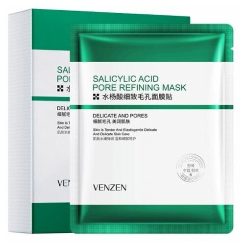 Venzen Тканевая маска с салициловой кислотой для проблемной кожи Salicylic Acid Pore Refining Mask, 25мл