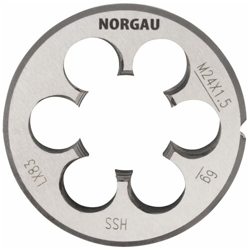 Плашка M24x1.5 мм, диаметром 55 мм NORGAU Industrial метрическая, для нарезания резьбы с мелким шагом и углом профиля 60, по DIN223, HSS