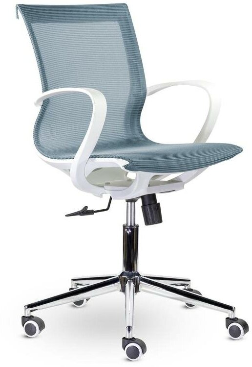 Кресло UP_Йота М-805 white pl сетка голубой, пластик белый, хром