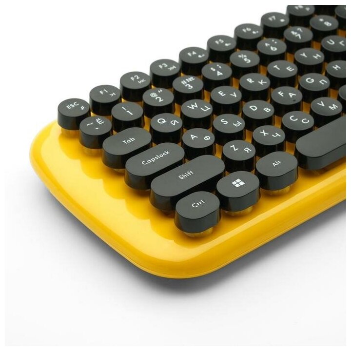 Клавиатура и мышь Wireless Gembird желтые, 2.4ГГц, 800-1600DPI, ретро-дизайн - фото №19