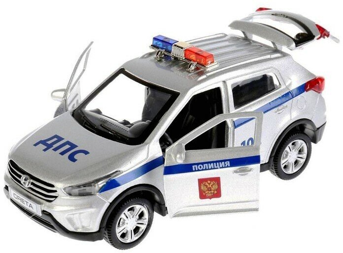 Машина металлическая Hyundai Creta «Полиция», 12 см, световые и звуковые эффекты, открываются двери
