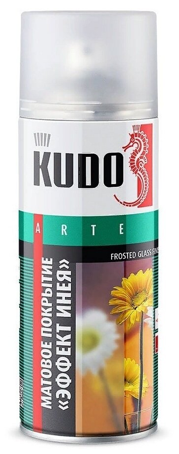 Покрытие для стекла KUDO "Эффект инея", матовый, прозрачный, аэрозоль, 520 мл, упаковка 6 шт.