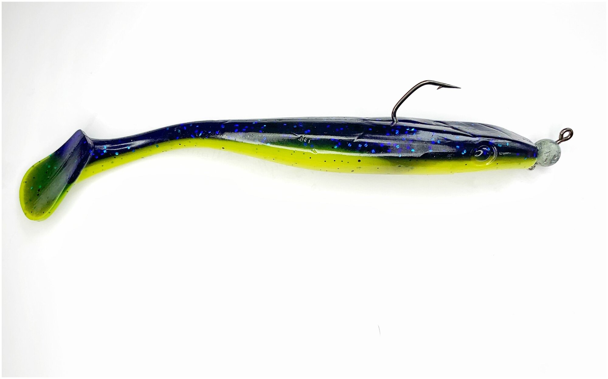 Крупная силиконовая приманка для рыбалки Pike Shad 20 см (свимбейт/ джеркбейт), Голубой-Шартрез/ Blue mint/ pal03/ Ice Chartreuse, 1 шт. — фото 1