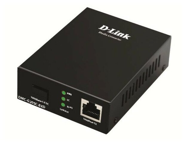 D-Link Сетевое оборудование DMC-G20SC-BXD A1A WDM медиаконвертер с 1 портом 100 1000Base-T и 1 портом 1000Base-LX с разъемом SC Tx: 1550 мкм; Rx: