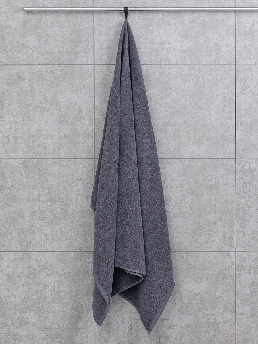 Махровое полотенце большое Sandal "люкс" 100*150 см., цвет - серый. - фотография № 4