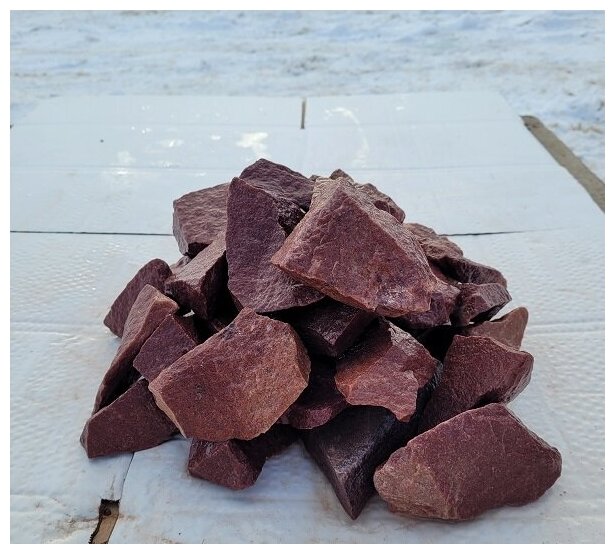 Малиновый кварцит колотый камни для бани и сауны высший сорт 4-8 см 10 кг