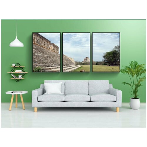 фото Набор модулных постеров для интерьера "мексика, ушмал, пирамида" 60x90 см. в тубусе, без рамки lotsprints