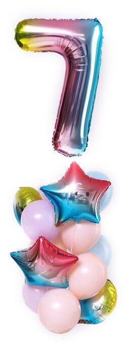 Набор воздушных шаров с гелием Страна Карнавалия День рождения – нежность. 7 лет
