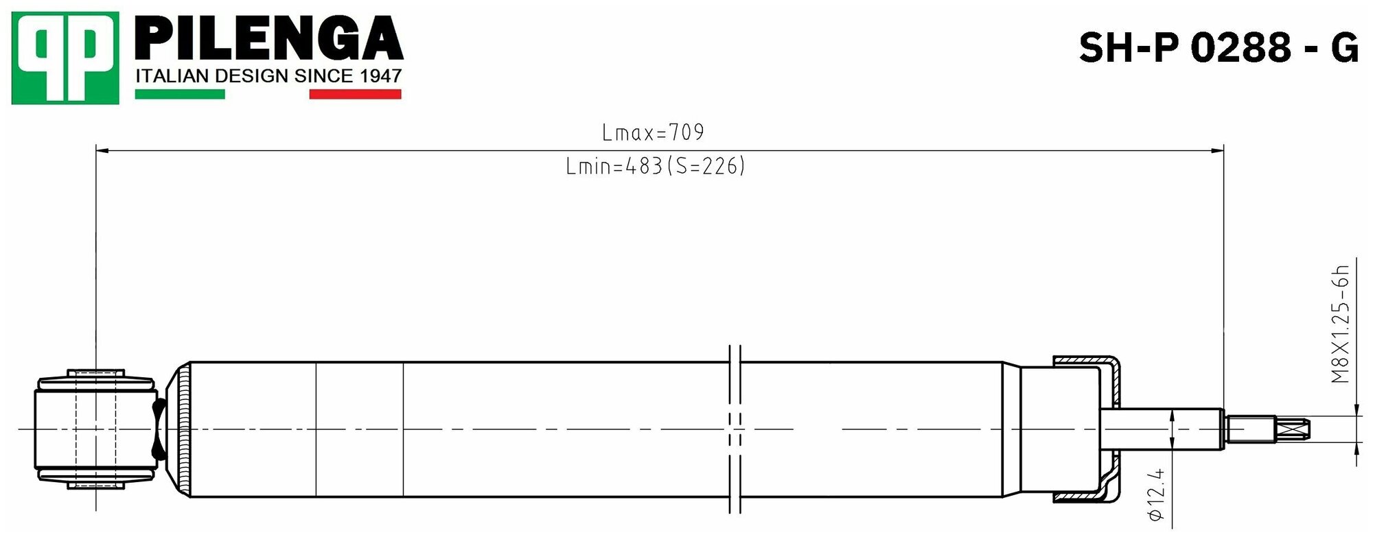 Амортизатор задний левый/правый газовый PILENGA SHP0288G