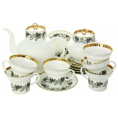Сервиз чайный ИФЗ Тонкие веточки 20 предметов (Волна), Императорский фарфоровый завод (ЛФЗ) 81.20897.00.1