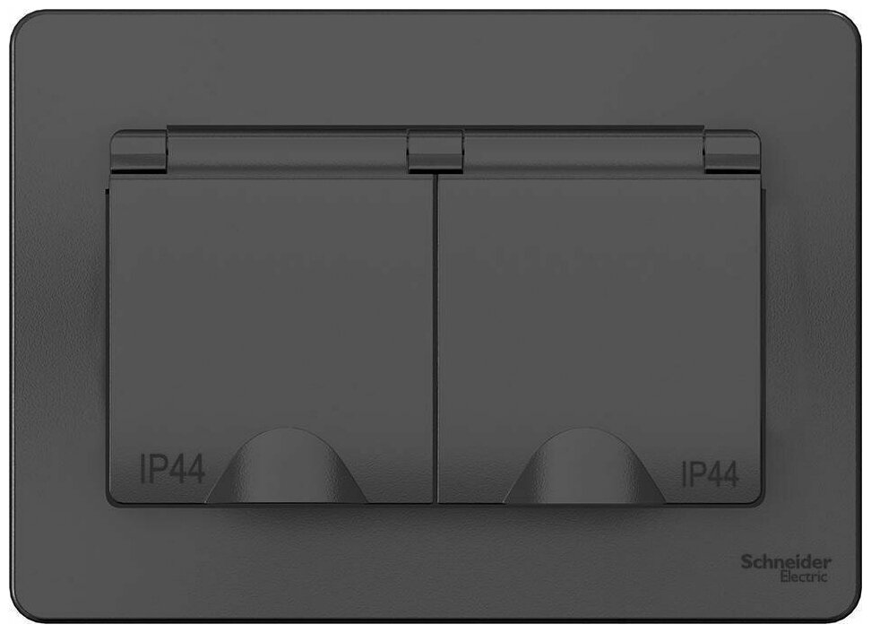 Розетка Schneider Electric Blanca двойная с заземлением с защитными шторками с крышкой влагозащищенная IP44 антрацит (комплект из 2 шт) - фотография № 5