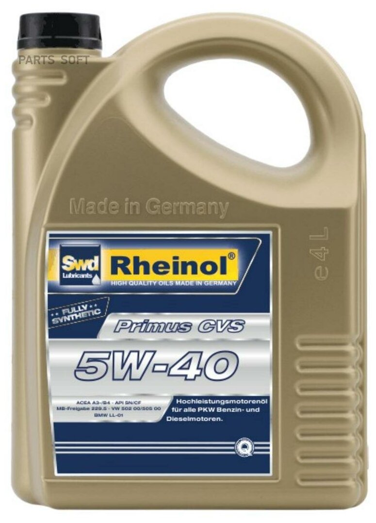 SWD Rheinol Swd Rheinol Primus Cvs 5w-40 (Sn/Cf/A3/B4) Синт. 4л Масло Моторное
