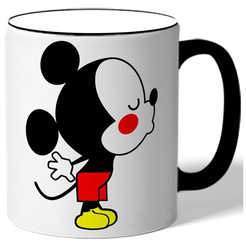 фото Кружка с цветной ручкой парная в подарок влюбленным - целующийся микки drabs