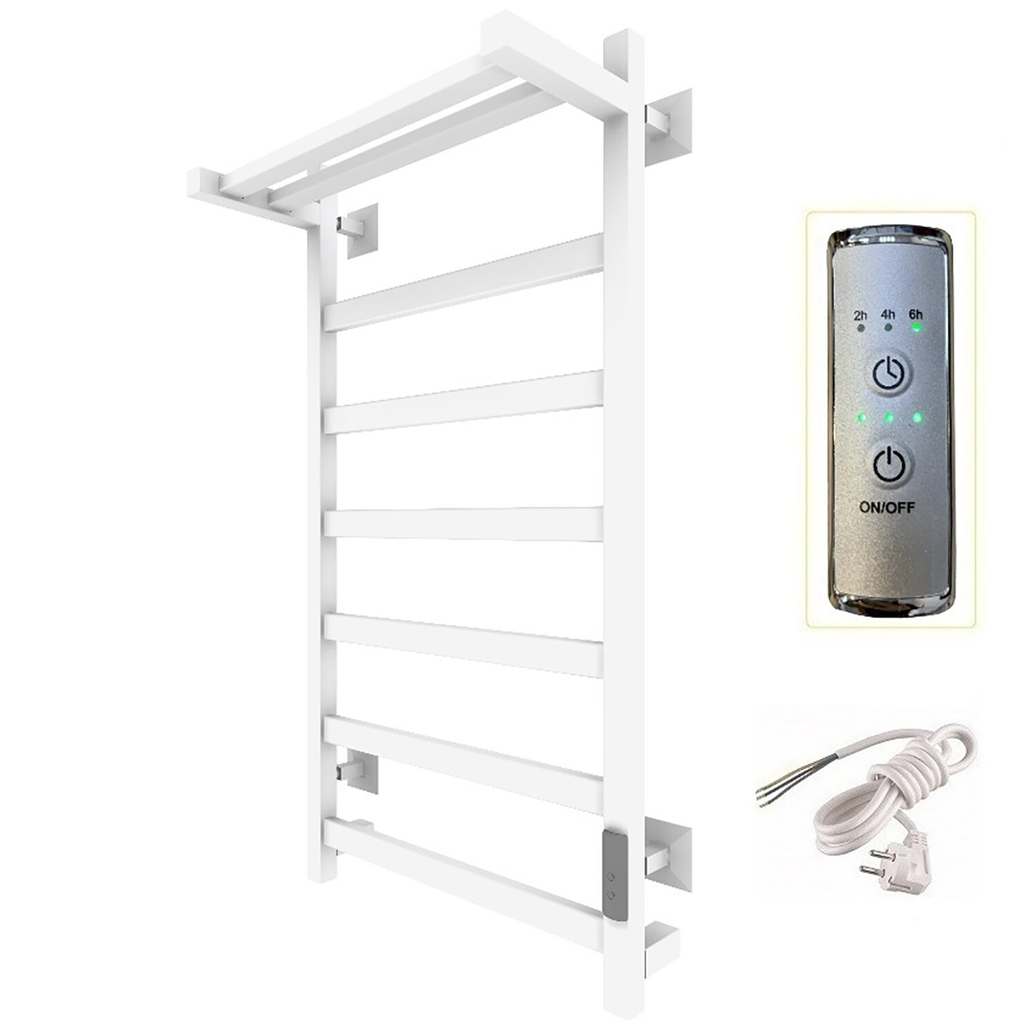 фото Полотенцесушитель электрический ЛЦ 80х50 полка 7 перекл триумф белый (унив. под, таймер,323 Вт) ZOX