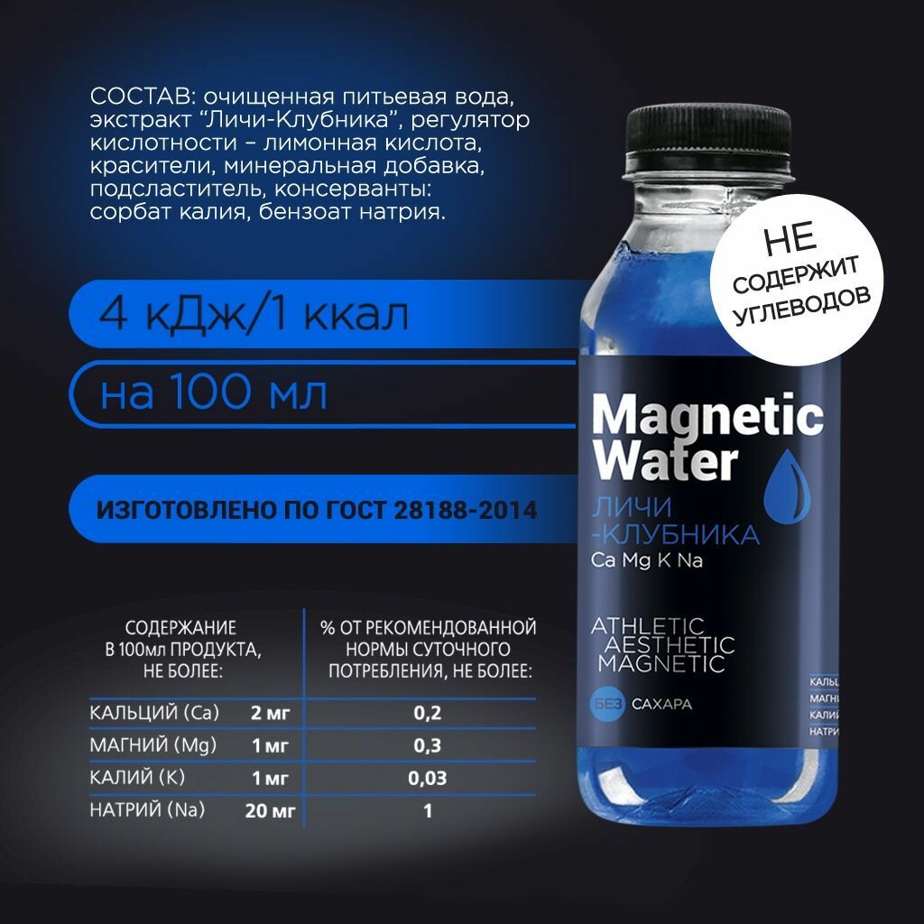 Напиток без сахара негазированный Magnetic Water с минеральной добавкой (Микс 3 вкуса), 9 шт по 500 мл - фотография № 3