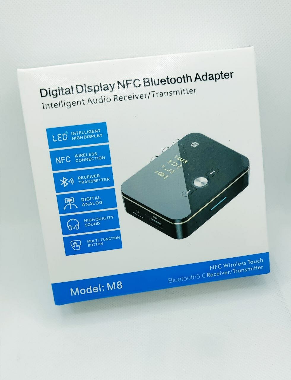 Аудио адаптер приемник передатчик NFC AUX Bluetooth 50 Оптика RCA AUX автомобильный стационарный со встроенным источником питания