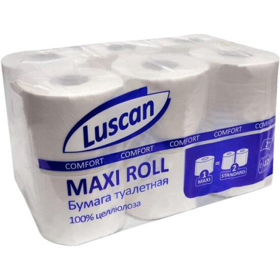 Туалетная бумага Luscan ComfortMax 2-сл бел цел 50м 400л 12 рул/уп