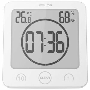 Водонепроницаемые часы-термометр Baldr B0007STH-WHITE для душа с таймером показанием температуры и влажности
