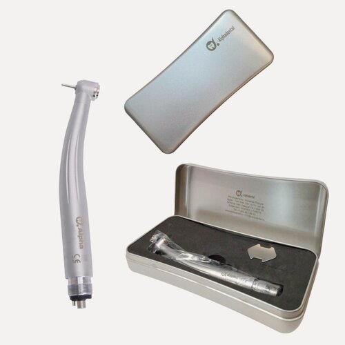 Изображение товара Стоматологический Турбинный Наконечник NeoHealth Alpha 114(кнопочным зажимом, водяным охлаждением и соединением 4-х канальное ) С металлическим боксом