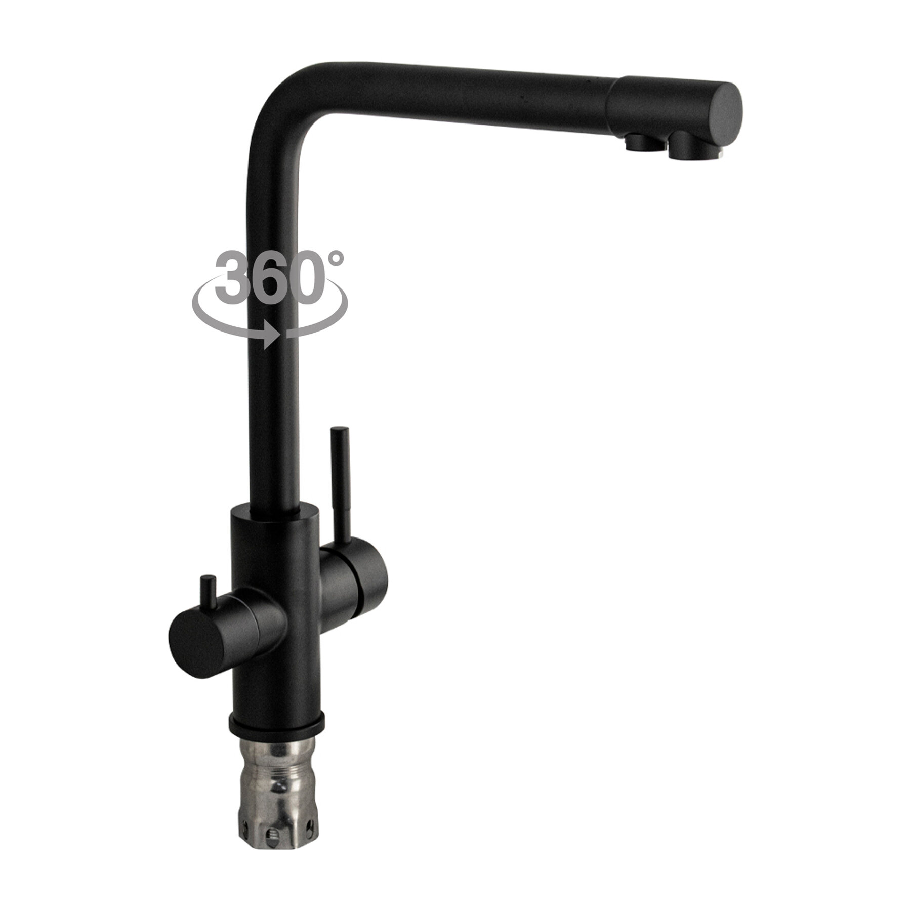 фото Смеситель MAGNUS кухонный с двойным выпуском воды для фильтра, из нержавеющей стали.