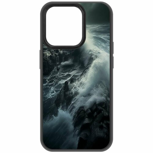Чехол-накладка Krutoff Soft Case Шторм для iPhone 15 Pro черный чехол накладка krutoff soft case шторм для iphone 15 черный