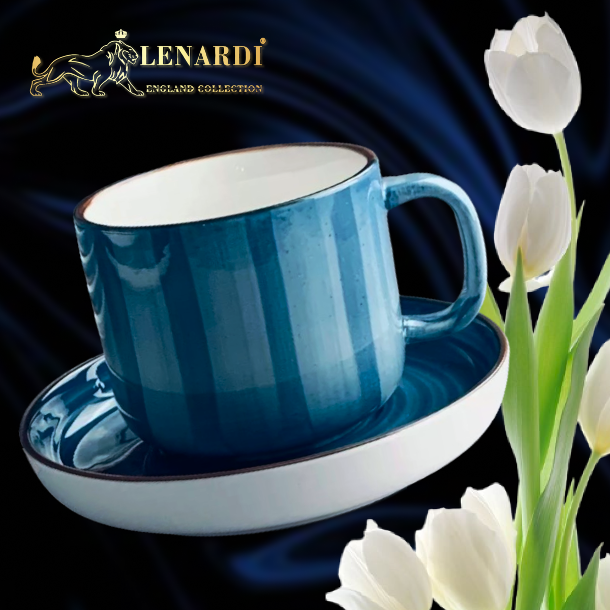 фото Чайный набор, Чайная пара, Чашка с блюдцем. Lenardi. "Мадейра". 12 предметов на 6 персон. 250мл. Твердый фарфор. Подарочная упаковка.