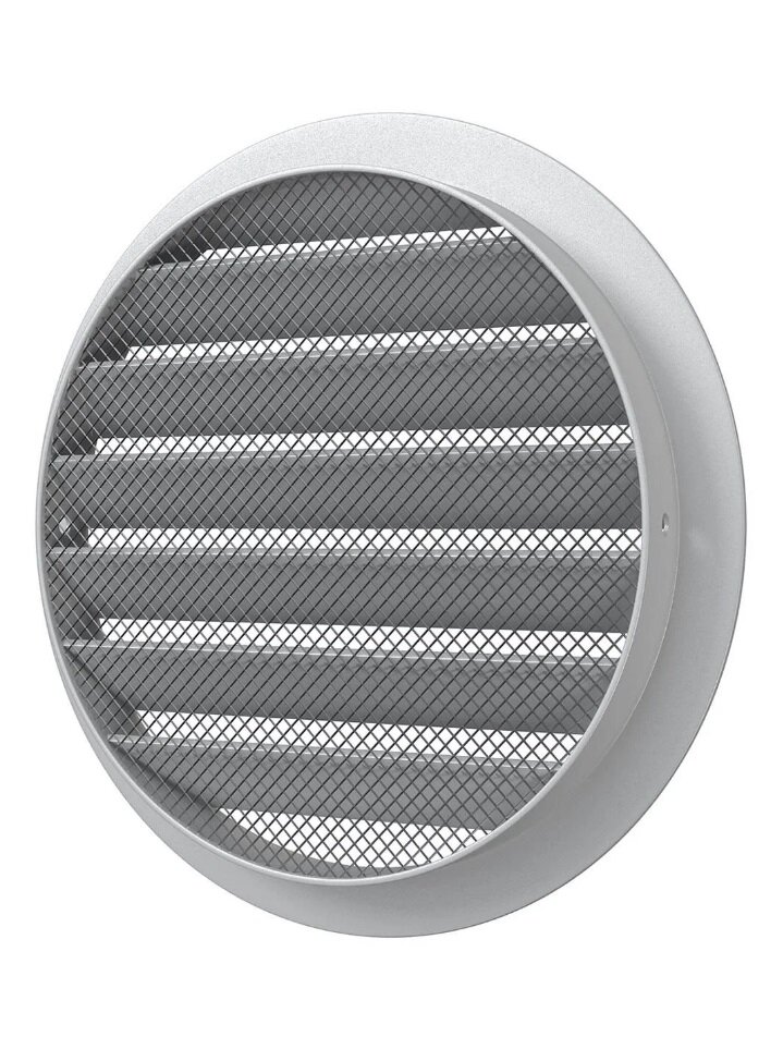 Решетка вентиляционная круглая D150 алюминиевая с фланцем D125, шт