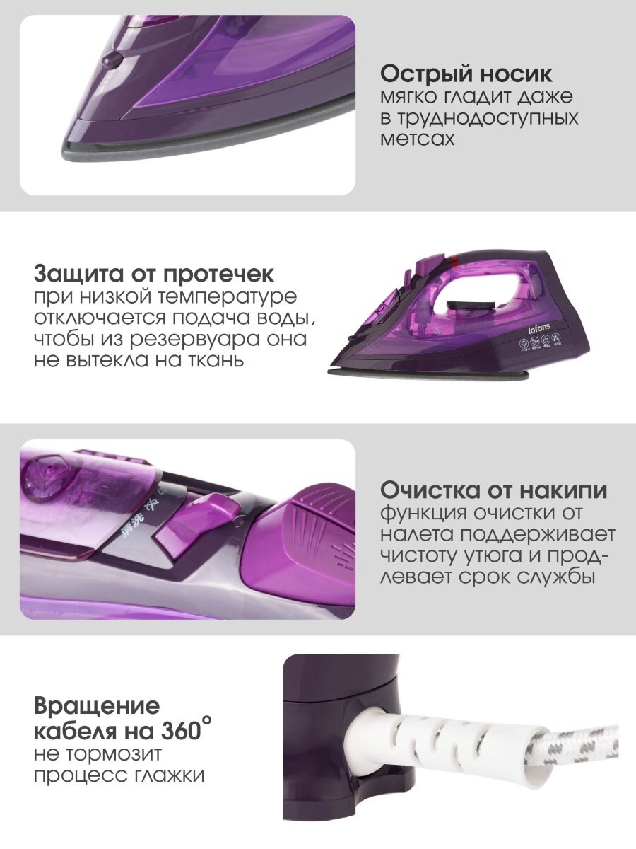 Беспроводной утюг Xiaomi Lofans Cordless Steam Iron (YD-012V) - фото №18