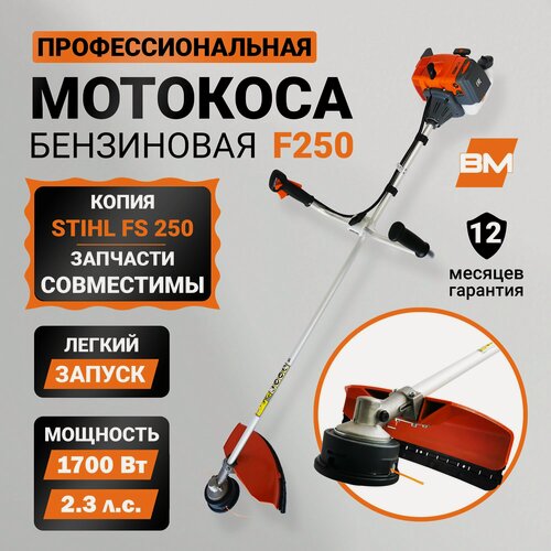 Изображение товара Мотокоса BM F250, Триммерная головка, Диск 3 z, лямка двухплечевая