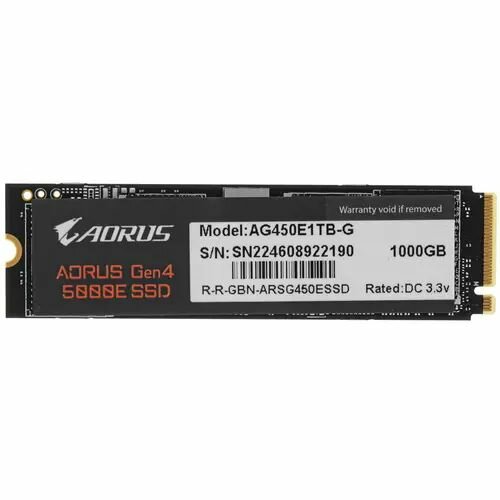 1 ТБ SSD M.2 накопитель GIGABYTE AORUS Gen4 5000E (AG450E1TB-G) - PCI-E 4.0, чтение - 5000 Мбайт/с, запись - 4600 Мбайт/с, 3D NAND