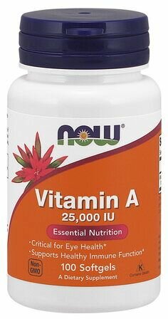 NOW Foods Vitamin A 25 000 IU 100 гелевых капсул витамин А